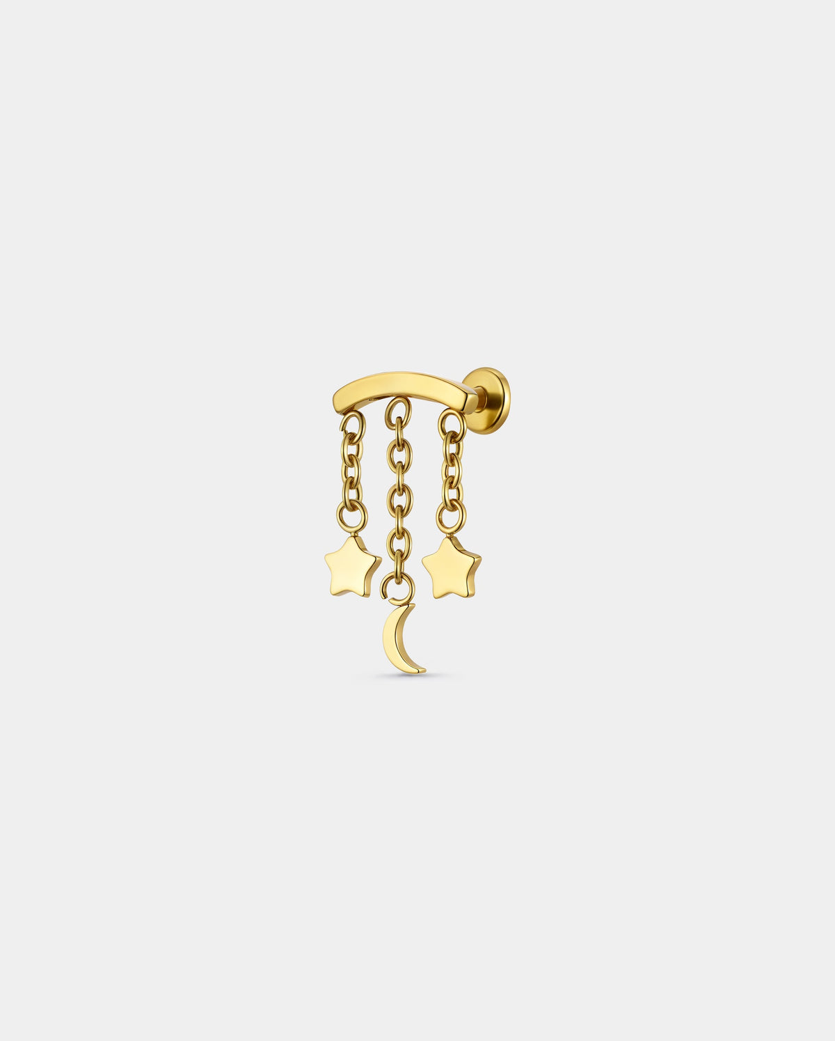 Star & Moon Chain Threadless  Hidden Helix Stud