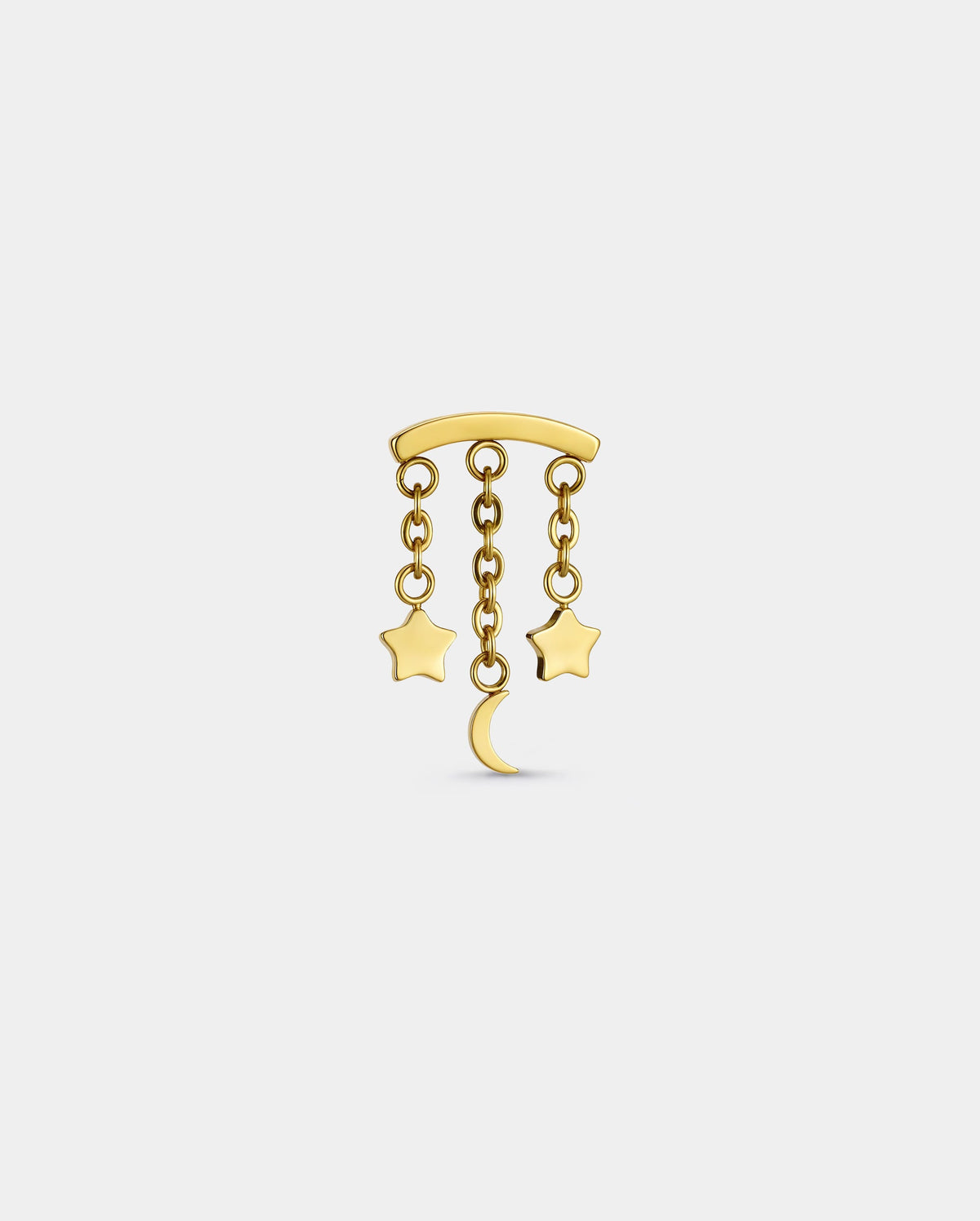 Star & Moon Chain Threadless  Hidden Helix Stud