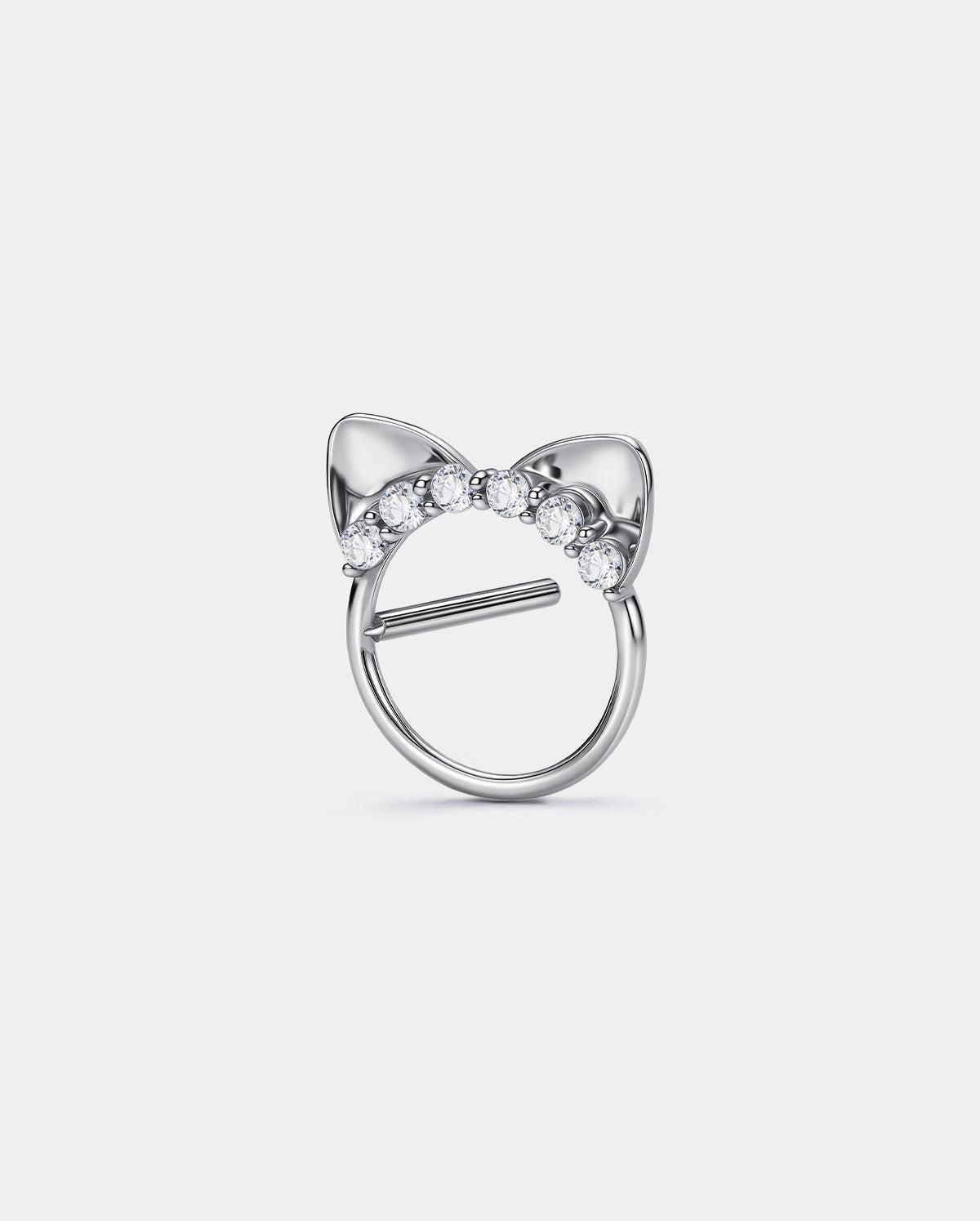 2PCS CZ Cute Cat Clicker Nipple Rings
