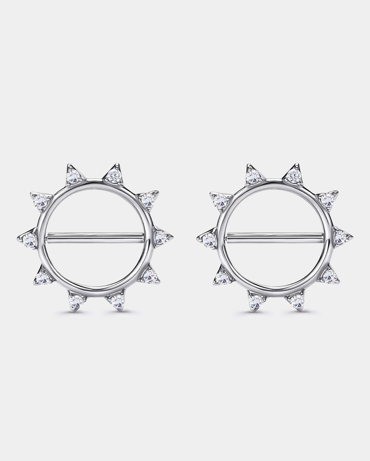 2PCS CZ Spiked Sun Nipple Rings