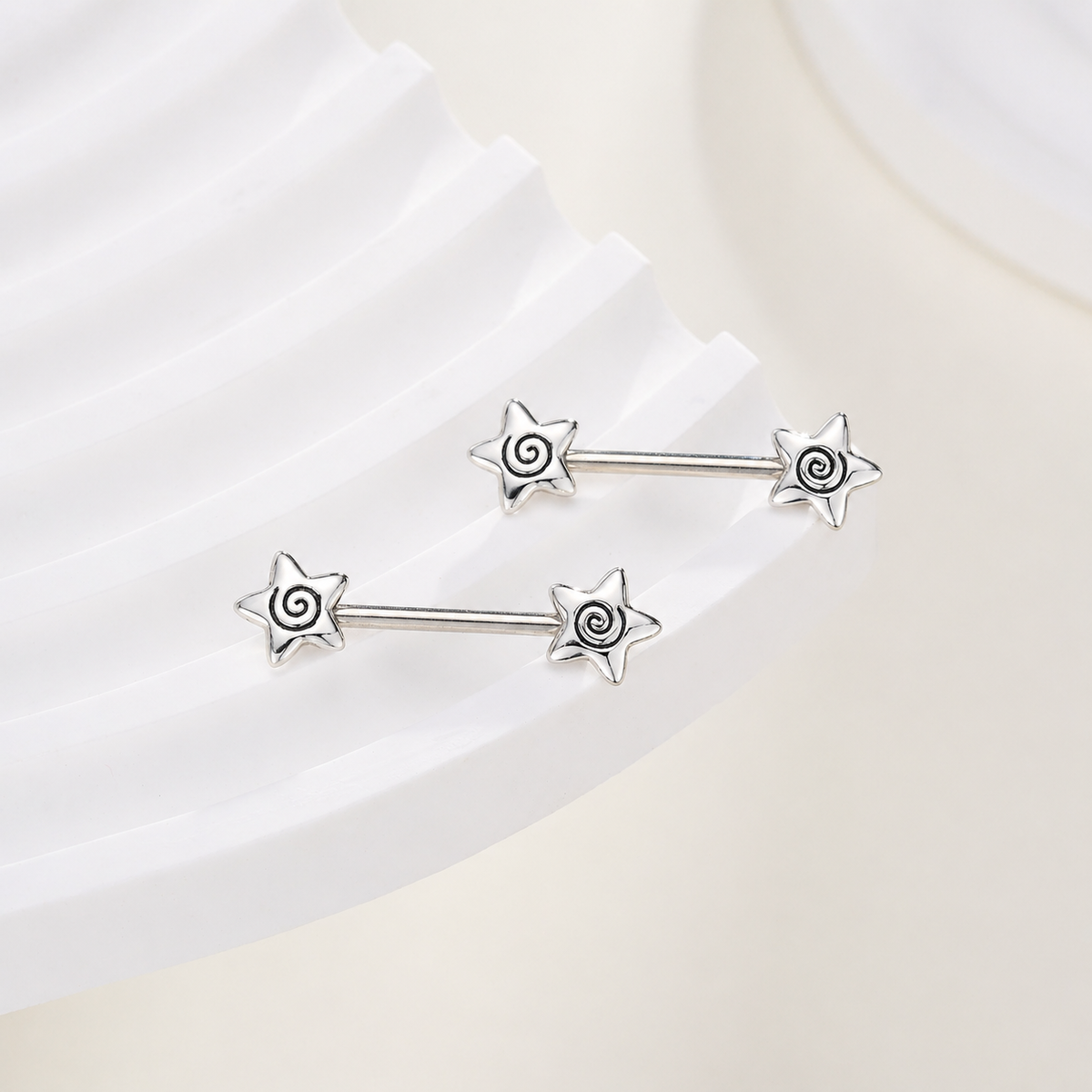 2PCS Spiral Star Nipple Barbells