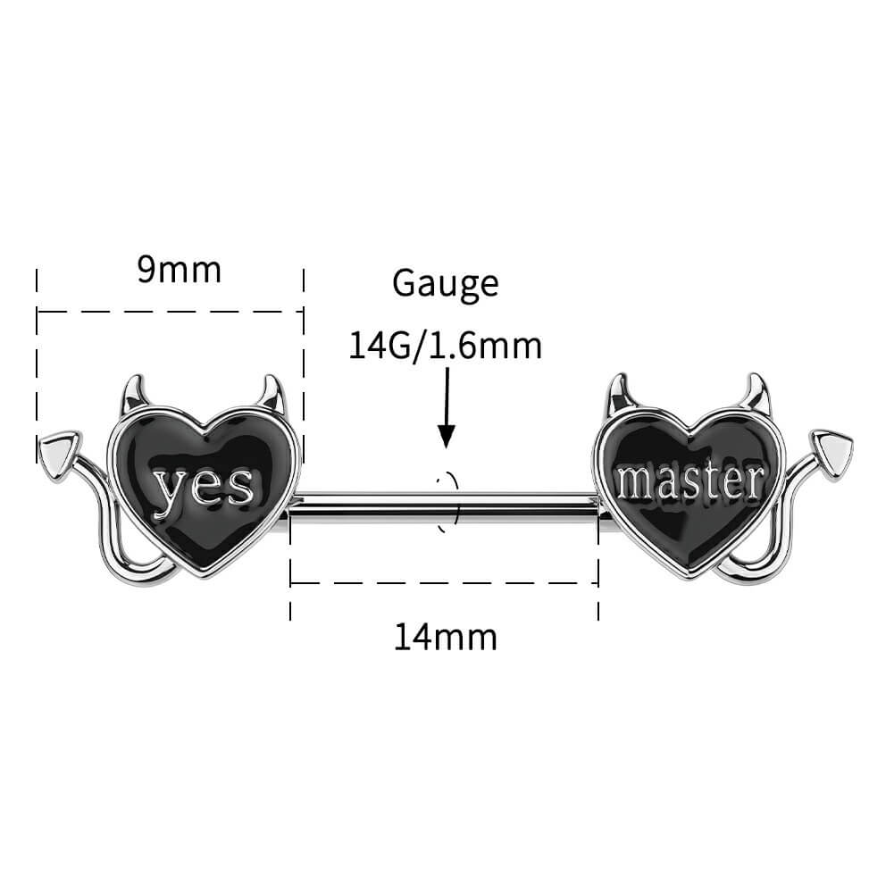 Letter Heart Nipple Rings 4PCS Set