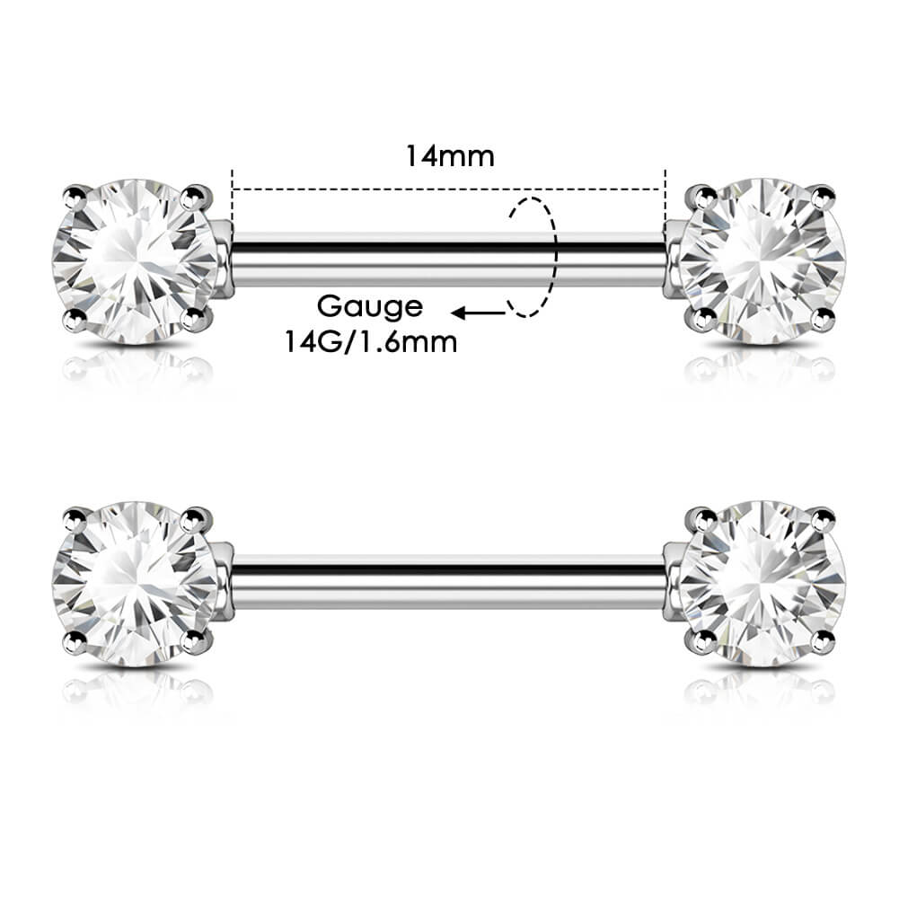 Classic CZ Nipple Barbell Pair
