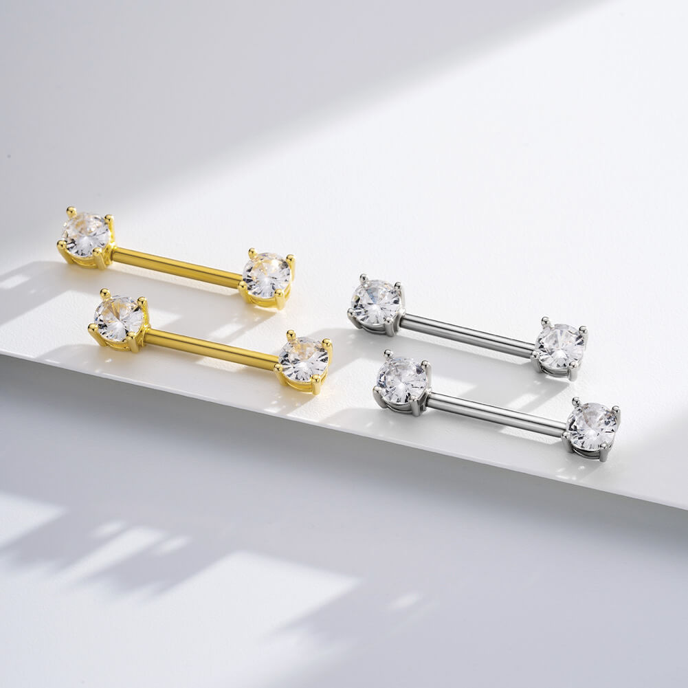 Classic CZ Nipple Barbell Pair