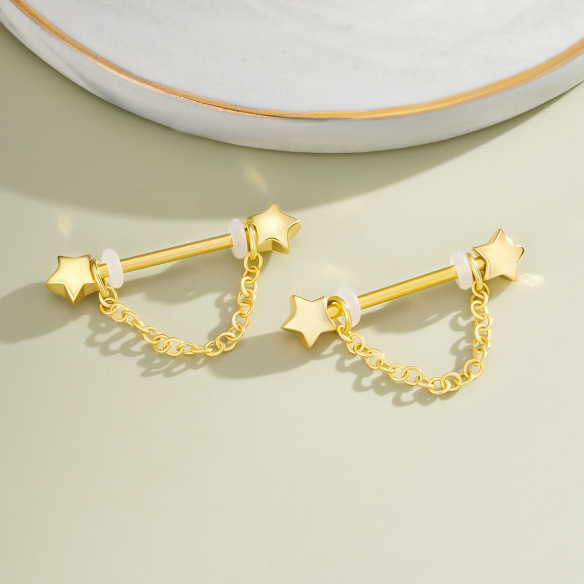 2PCS Star Chain Nipple Barbell