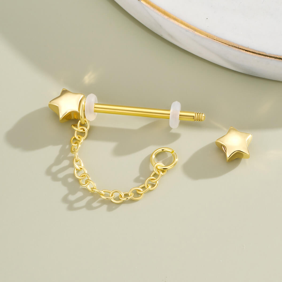 2PCS Star Chain Nipple Barbell