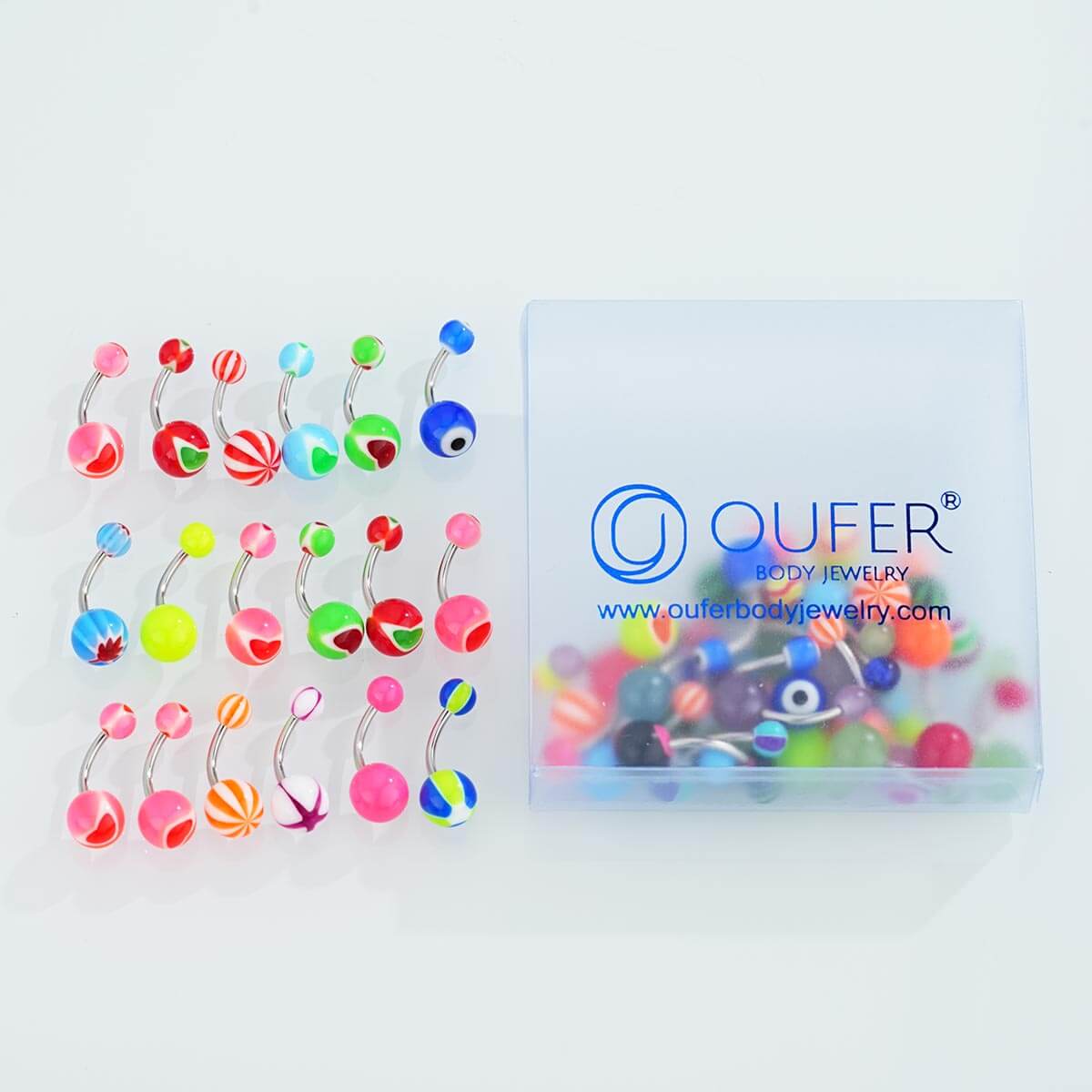50PCS Colorful Acrylic Belly Rings Pack