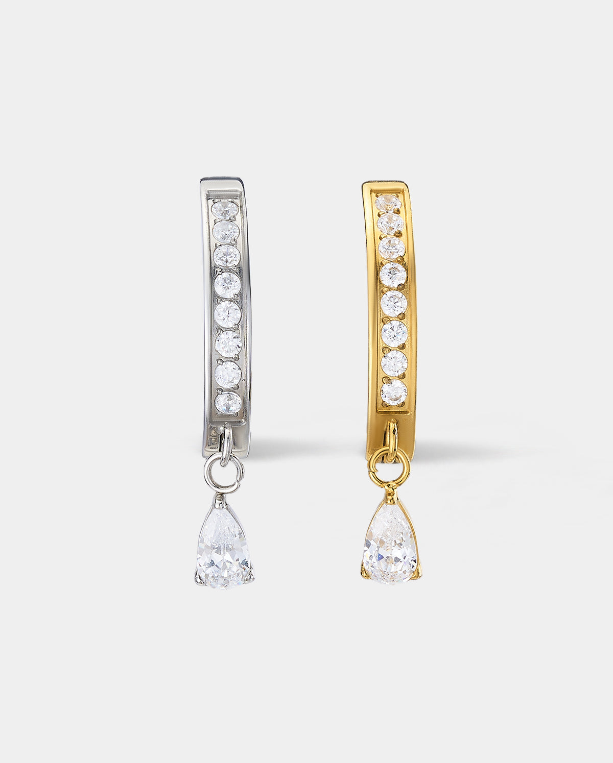 Teardrop CZ Dangle Belly Ring Clicker