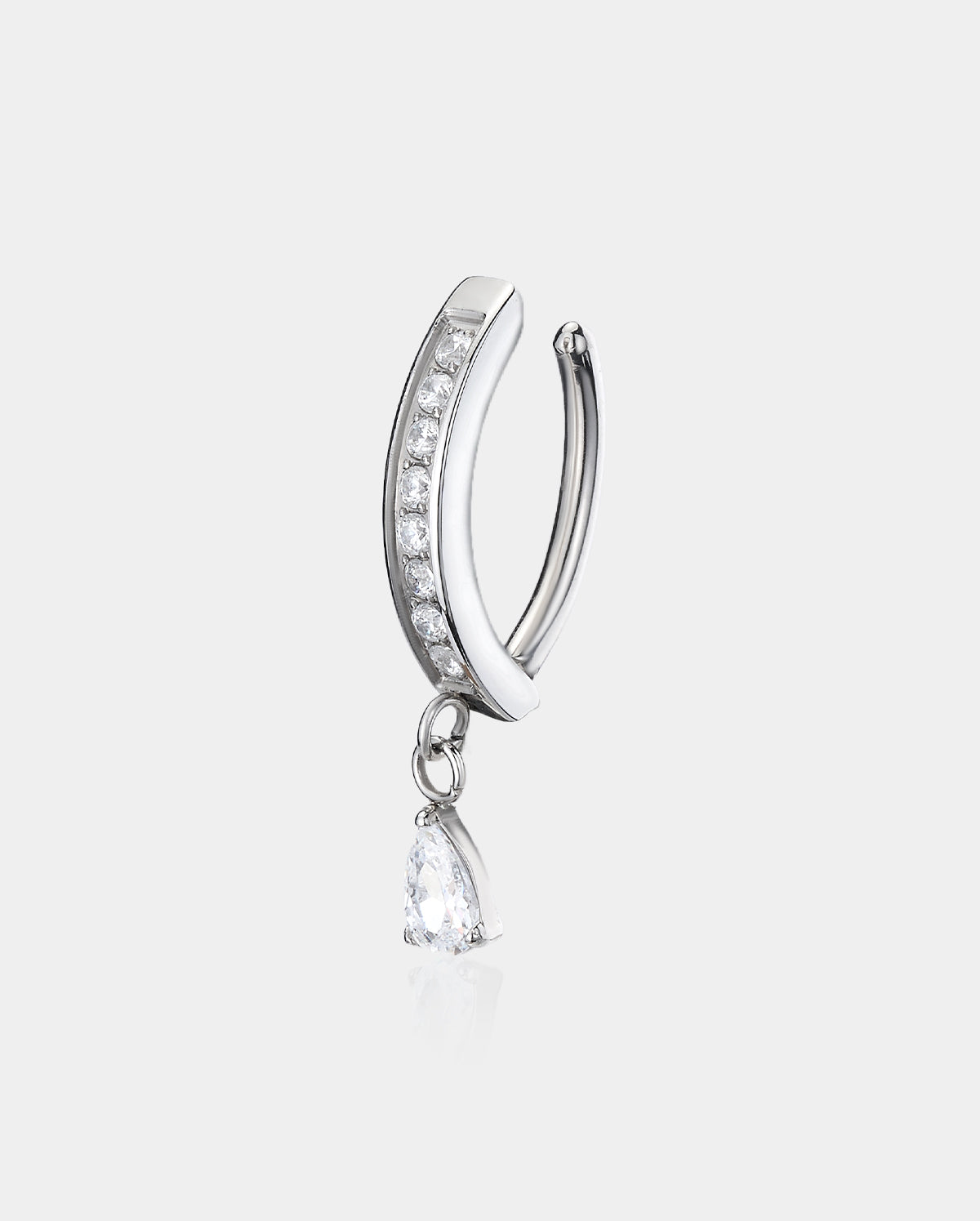Teardrop CZ Dangle Belly Ring Clicker