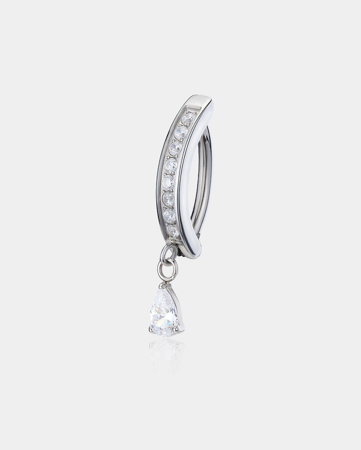 Teardrop CZ Dangle Belly Ring Clicker
