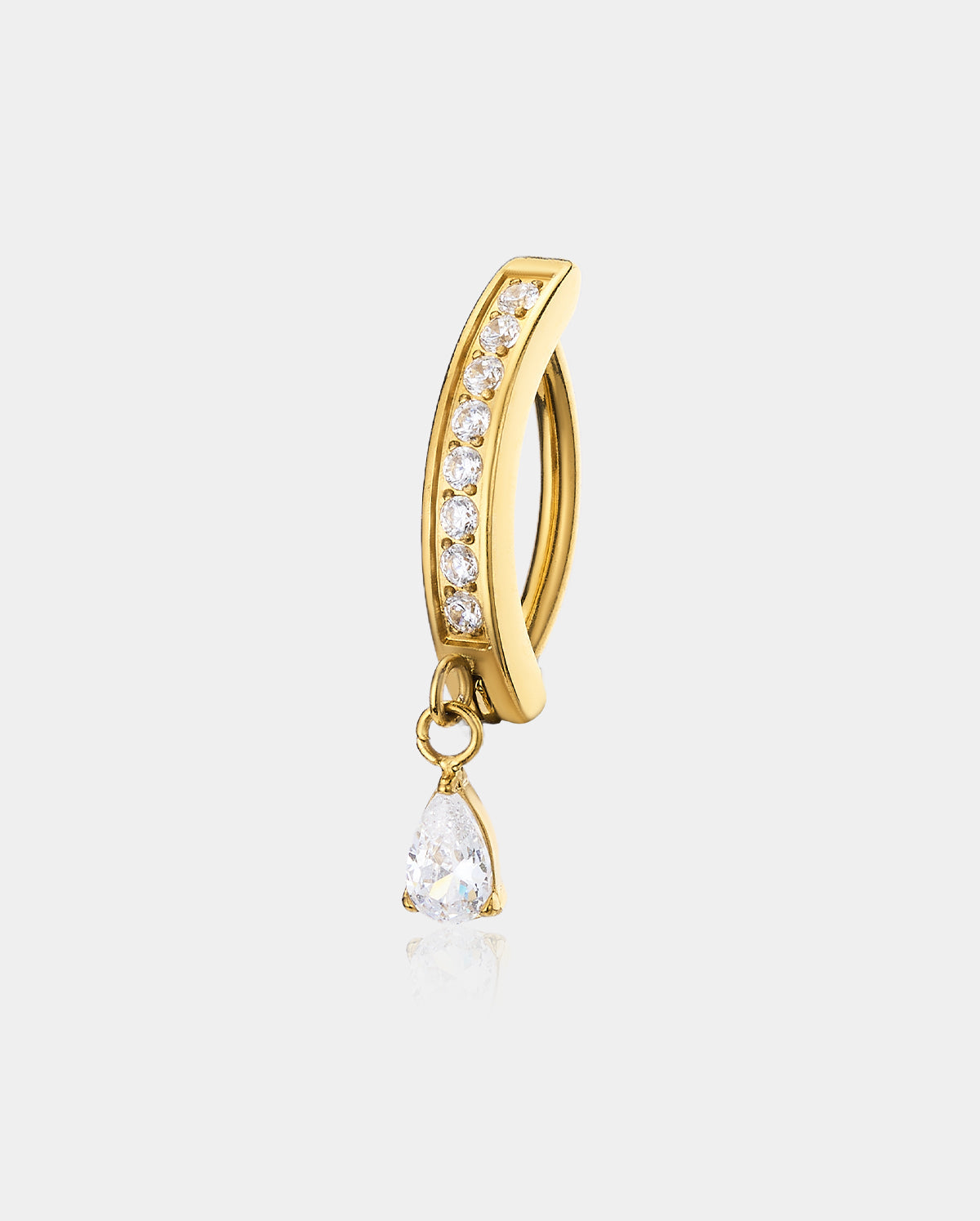 Teardrop CZ Dangle Belly Ring Clicker