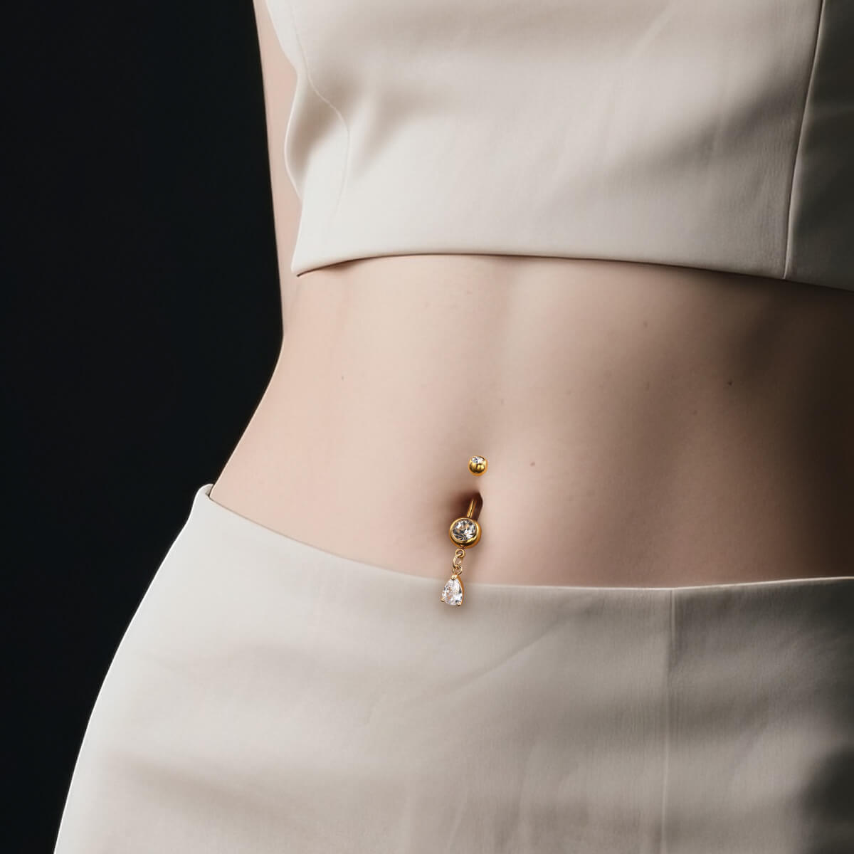 3PCS Dangle CZ Belly Button Rings Set
