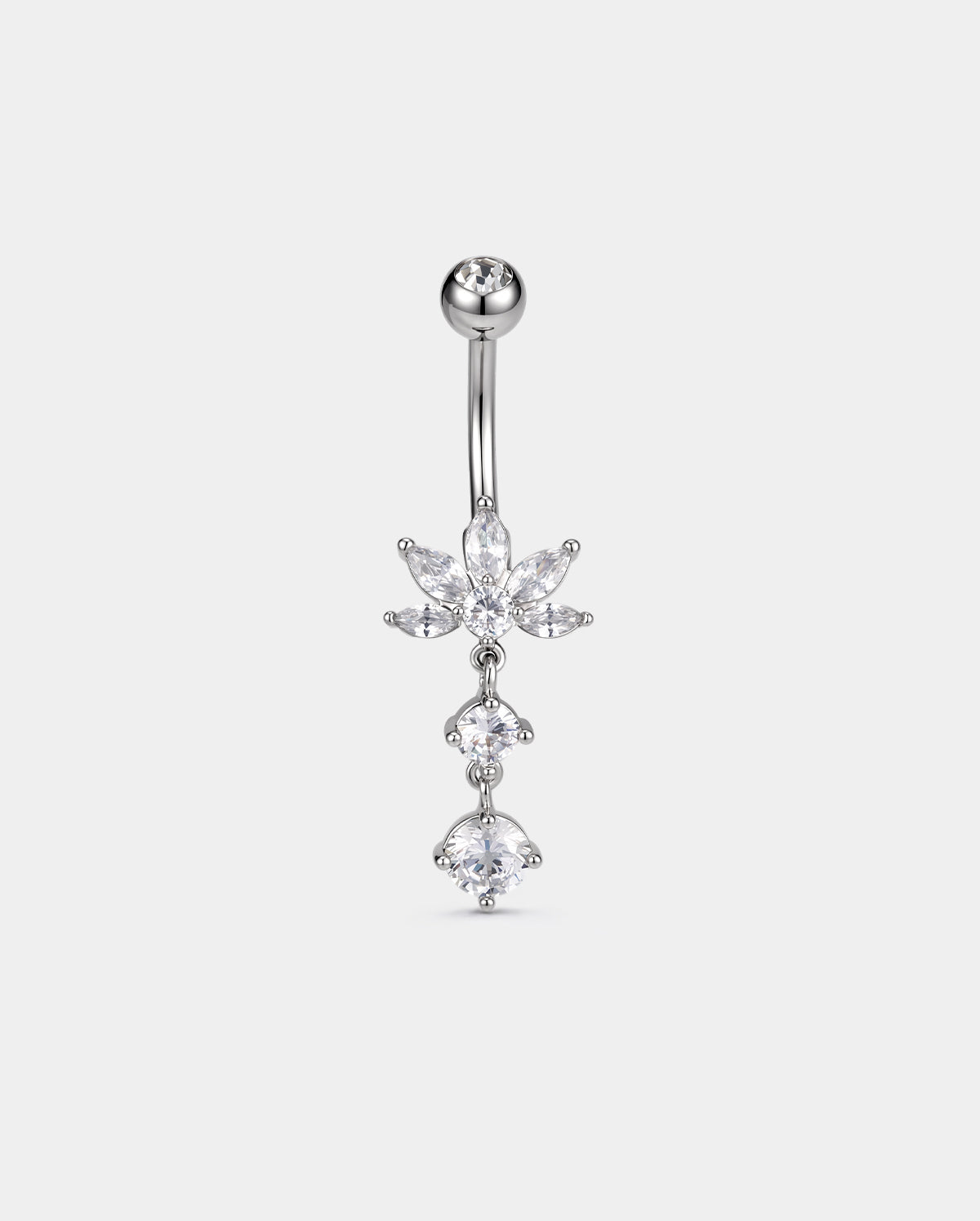 Lotus Double CZ Dangle  Belly Ring