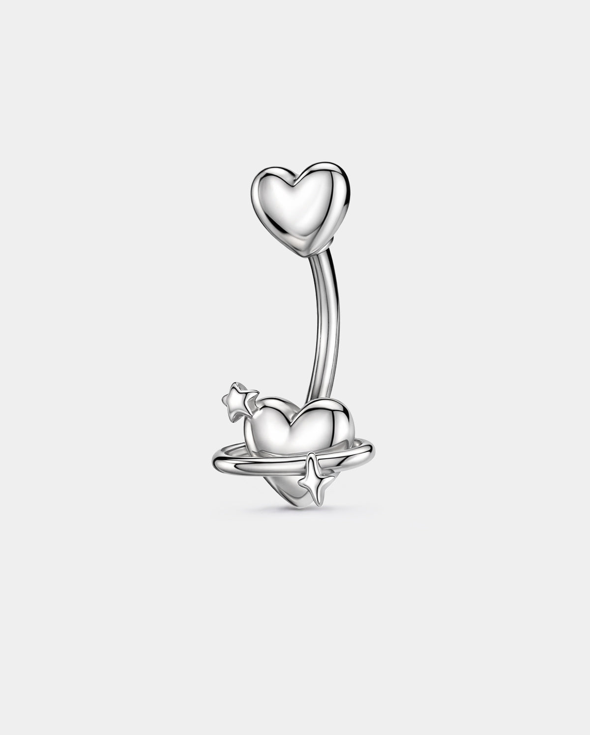 Puffed Heart & Star Belly Button Ring