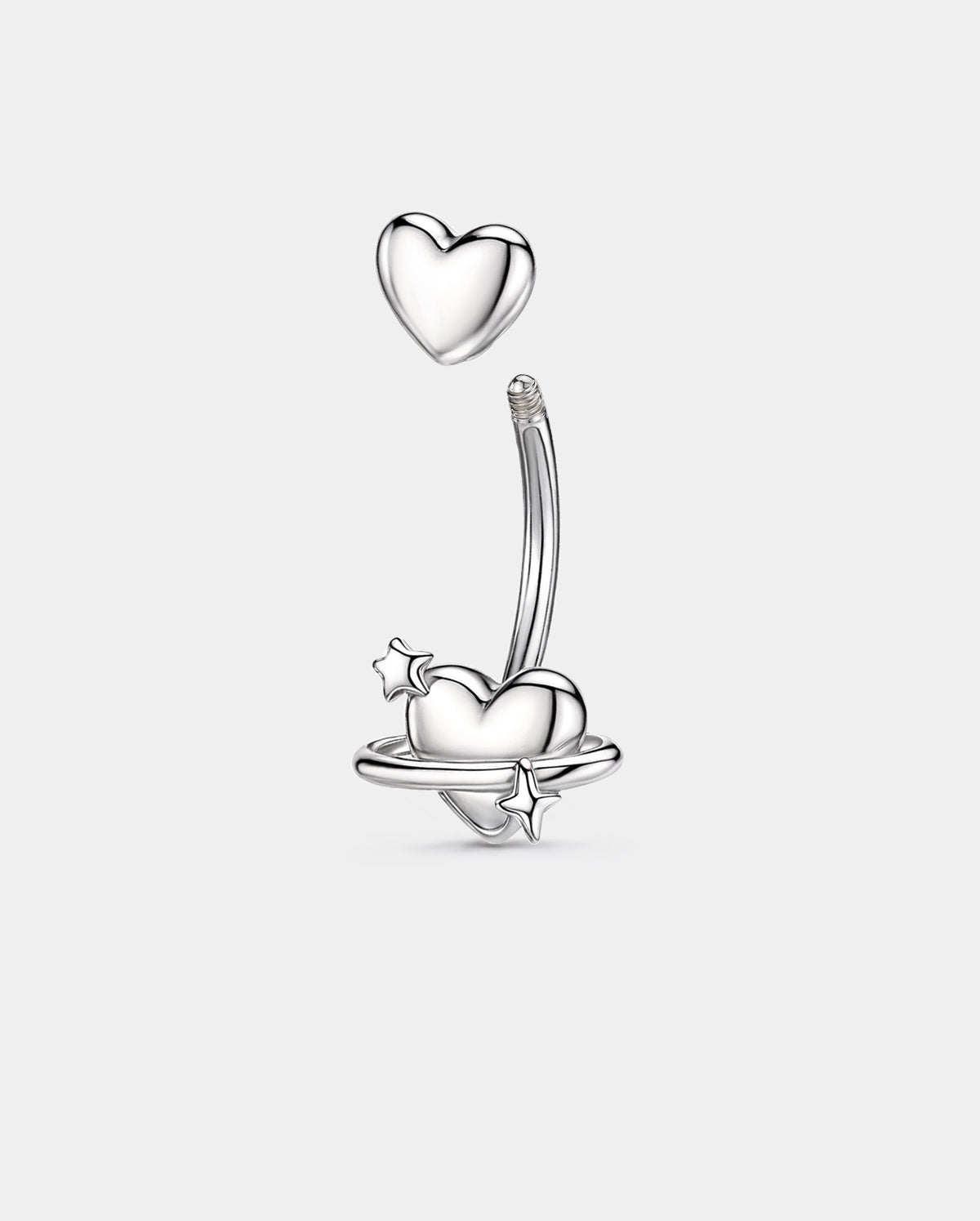 Puffed Heart & Star Belly Button Ring