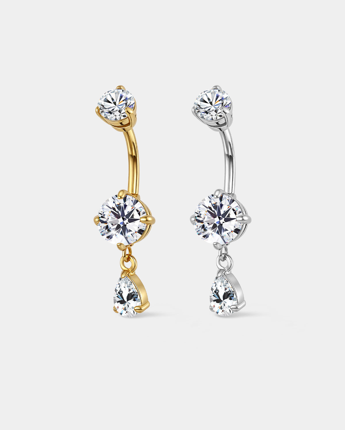 Triple CZ Dangle Belly Button Ring