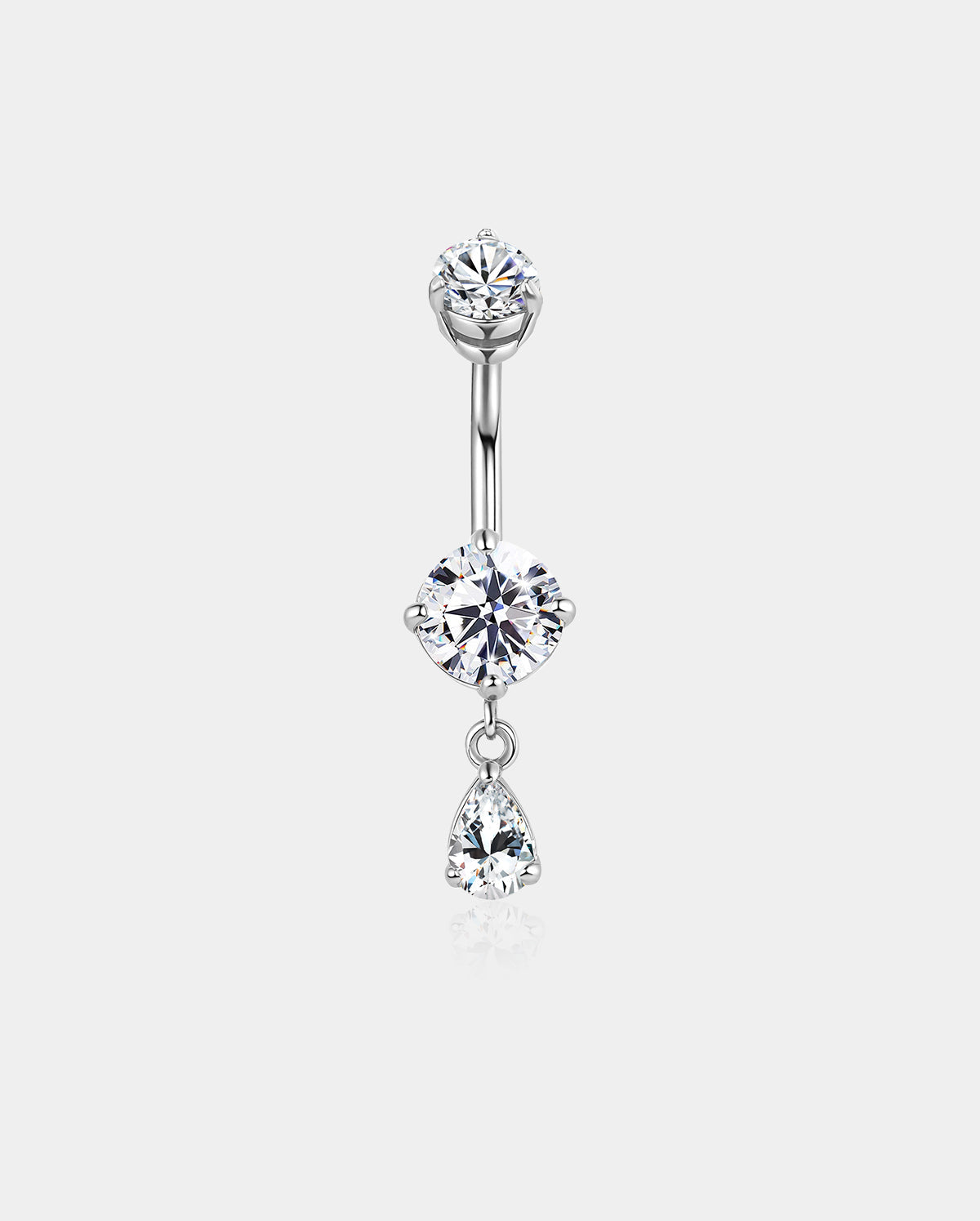 Triple CZ Dangle Belly Button Ring