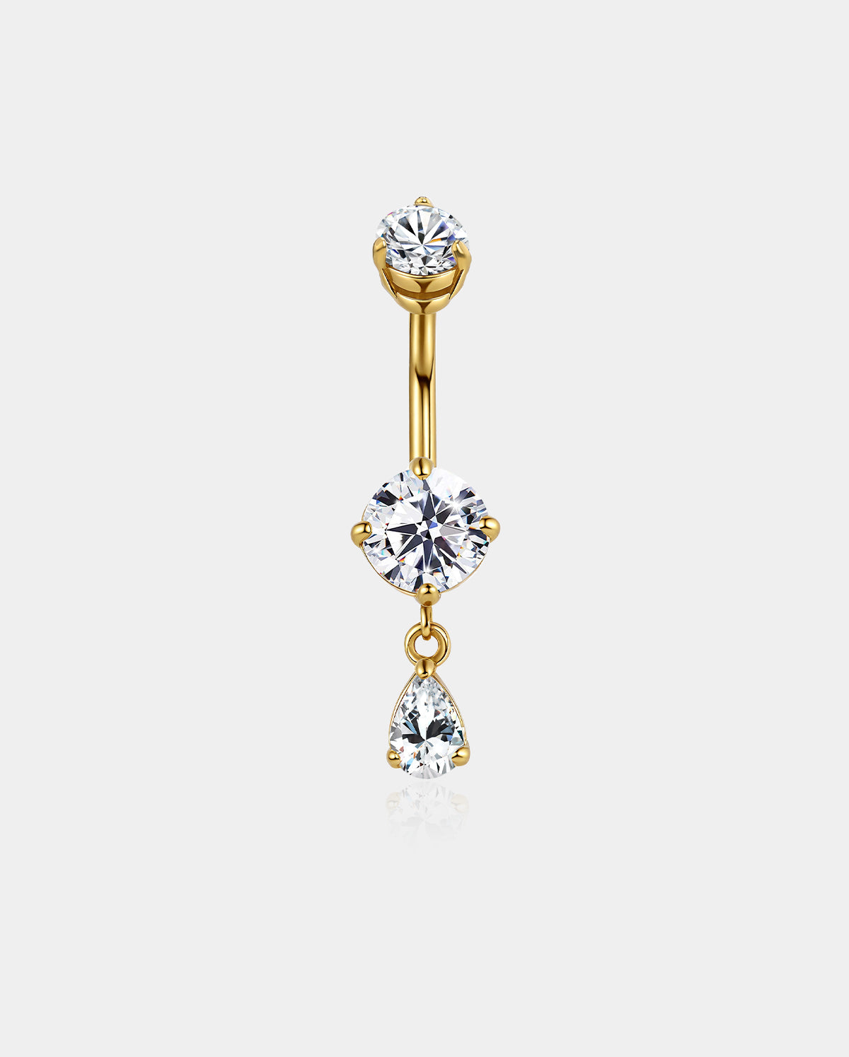 Triple CZ Dangle Belly Button Ring