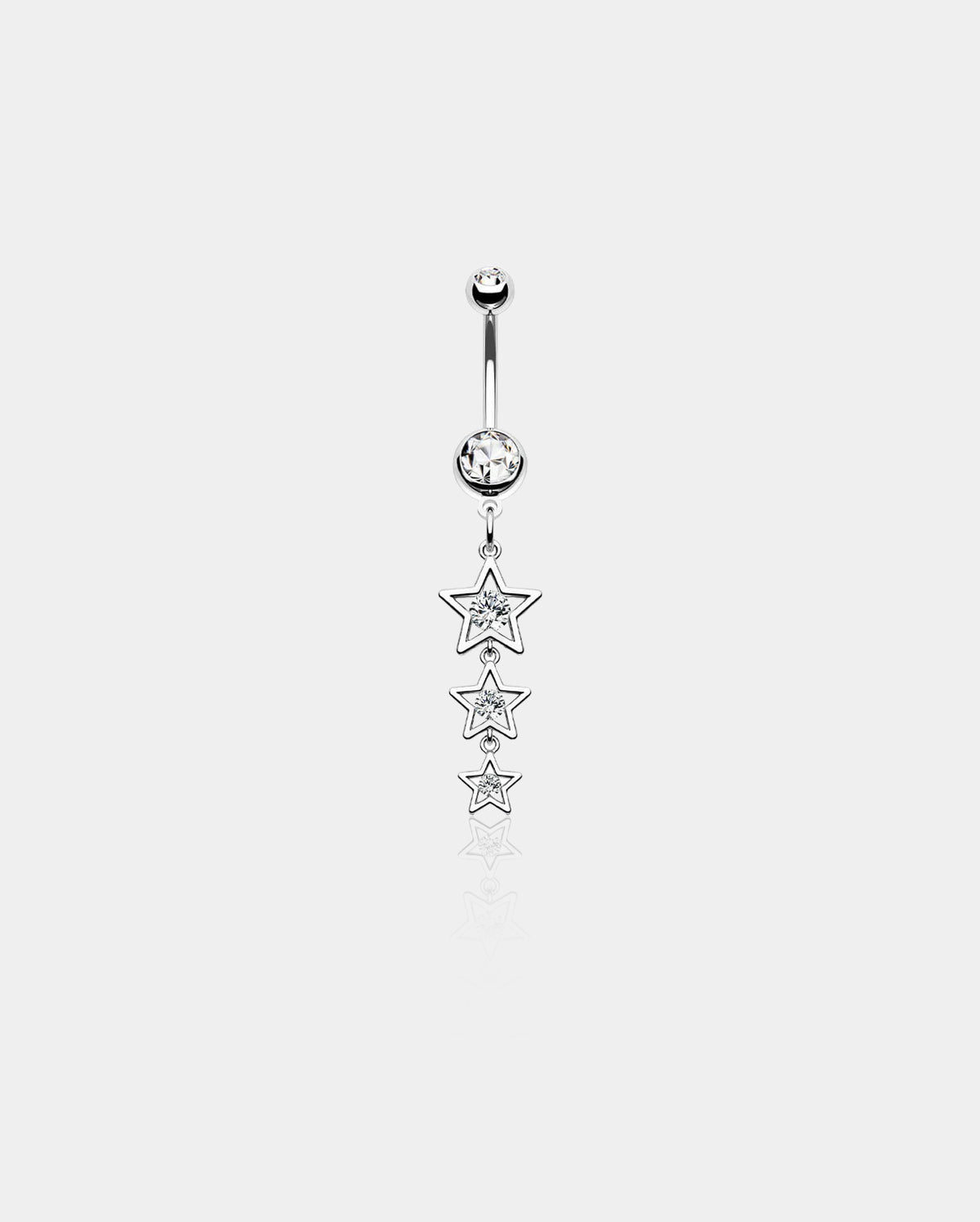 Triple Star CZ Dangle Belly Ring
