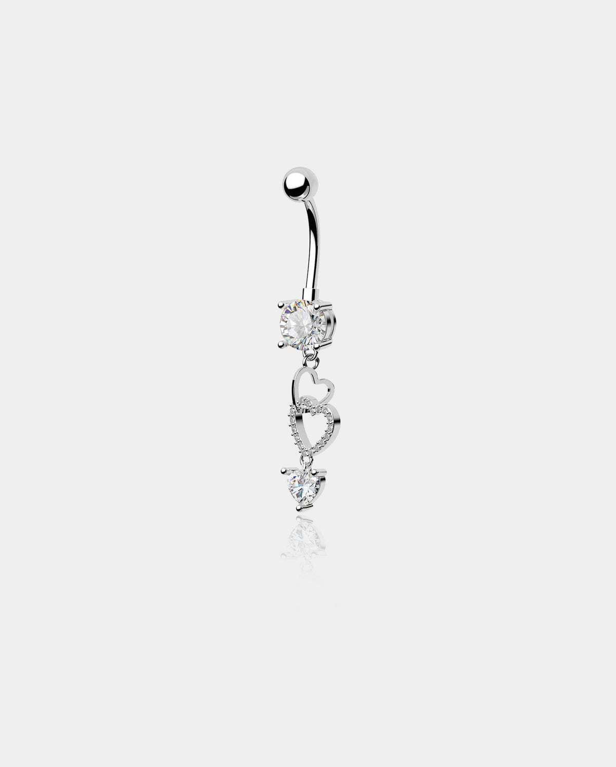 CZ Triple Hearts Dangle Belly Ring
