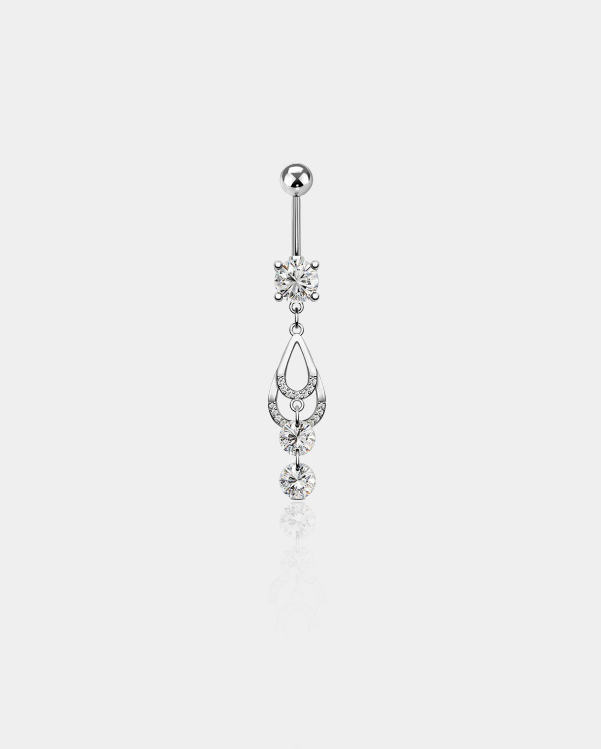 Double CZ Teardrop Dangle Belly Ring