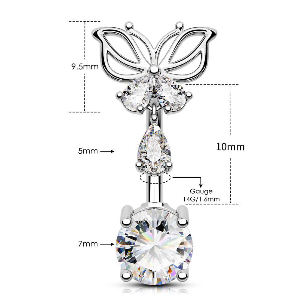 Carved Out Butterfly Top Belly Ring