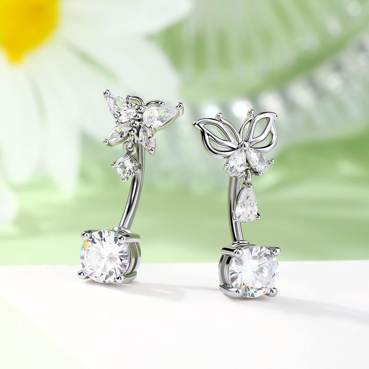 Carved Out Butterfly Top Belly Ring
