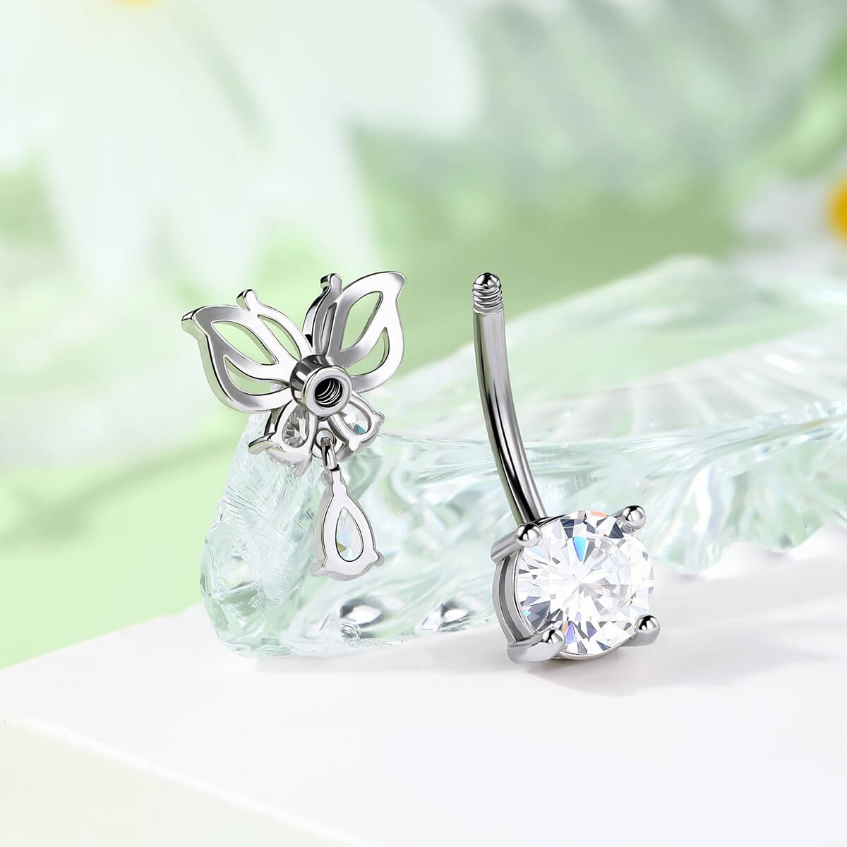 Carved Out Butterfly Top Belly Ring