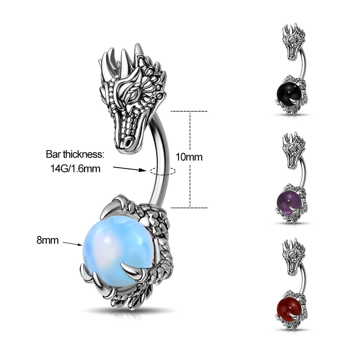Dragon Head Natural Stone Belly Ring
