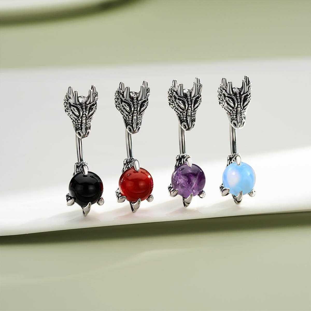 Dragon Head Natural Stone Belly Ring