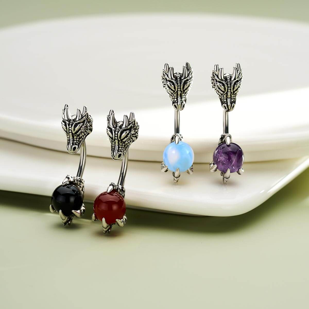 Dragon Head Natural Stone Belly Ring