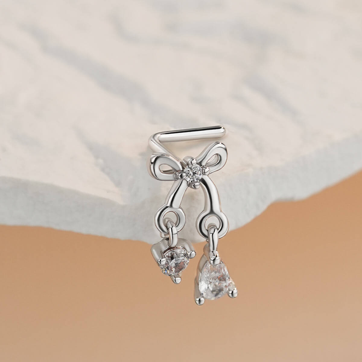 CZ Dangel Bow L-Shaped Nose Stud