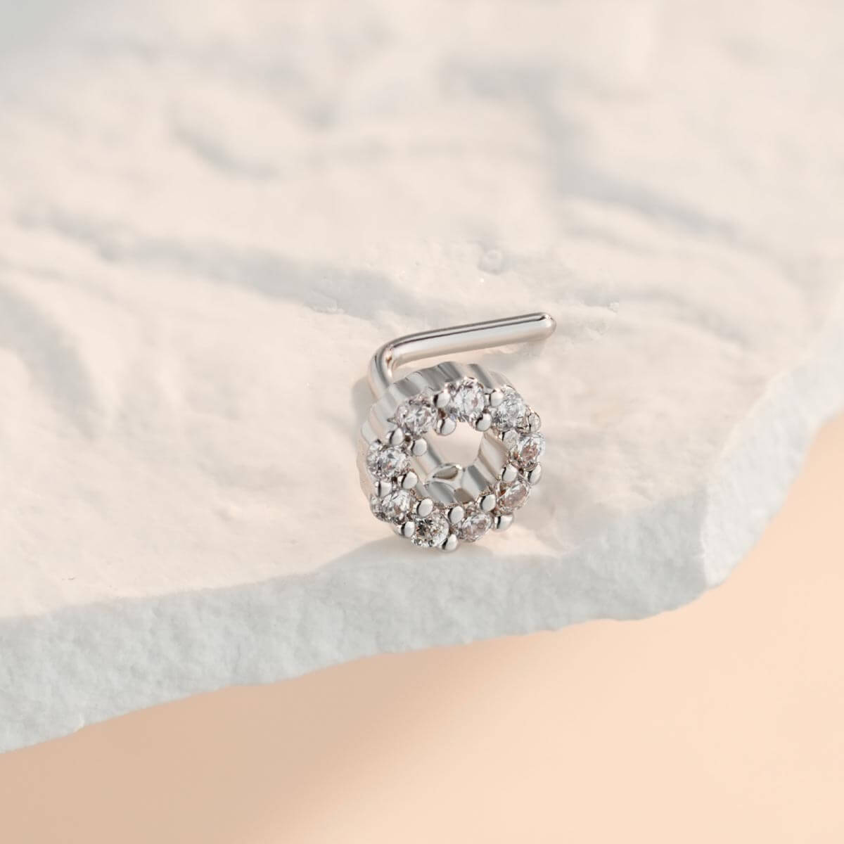 CZ Circle L-Shaped Nose Stud