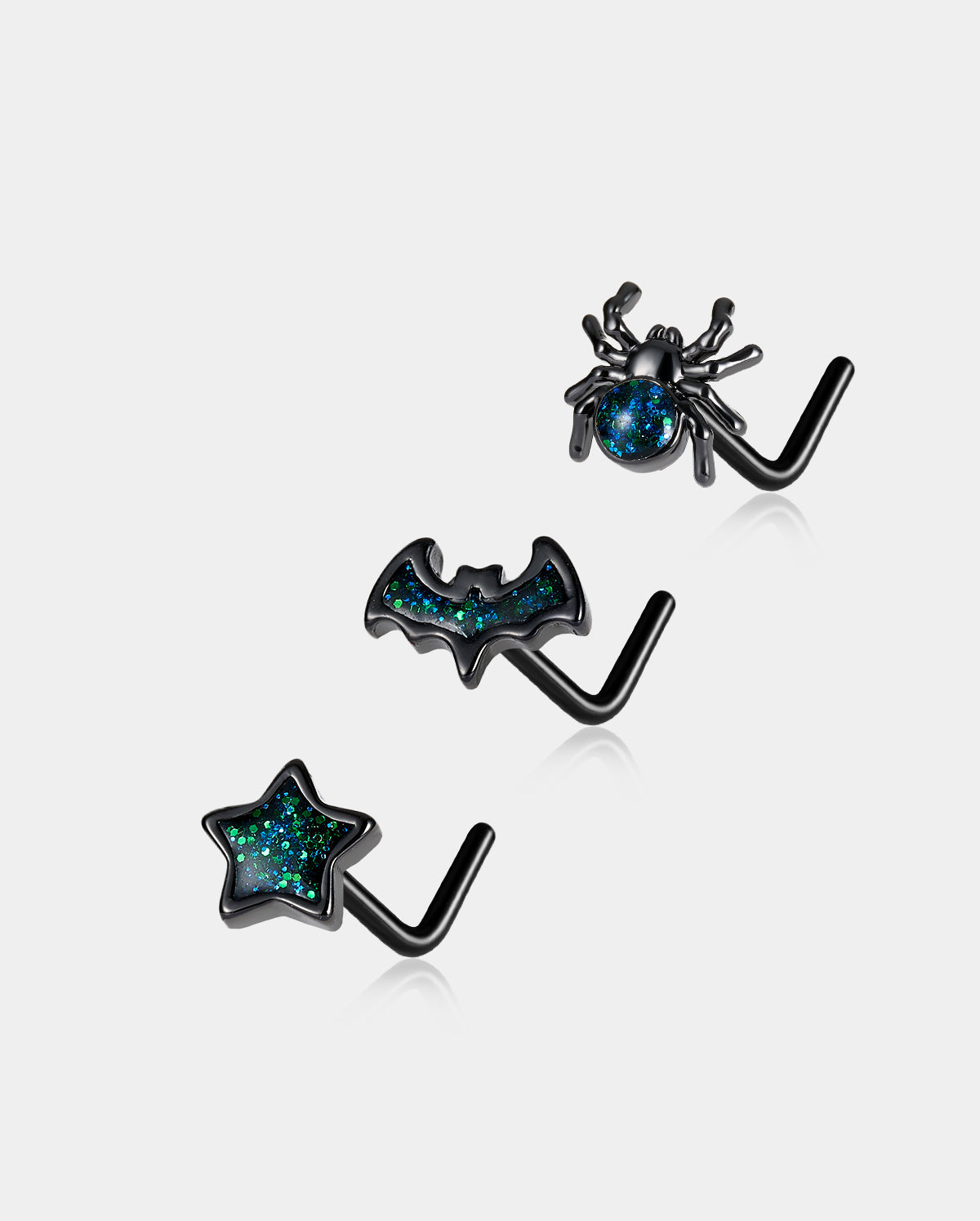 3PCS Spider/Bat/Star Nose Stud Set