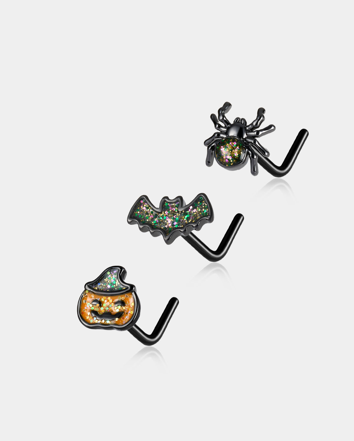 3PCS Spider/Bat/Pumpkin Nose Stud Set