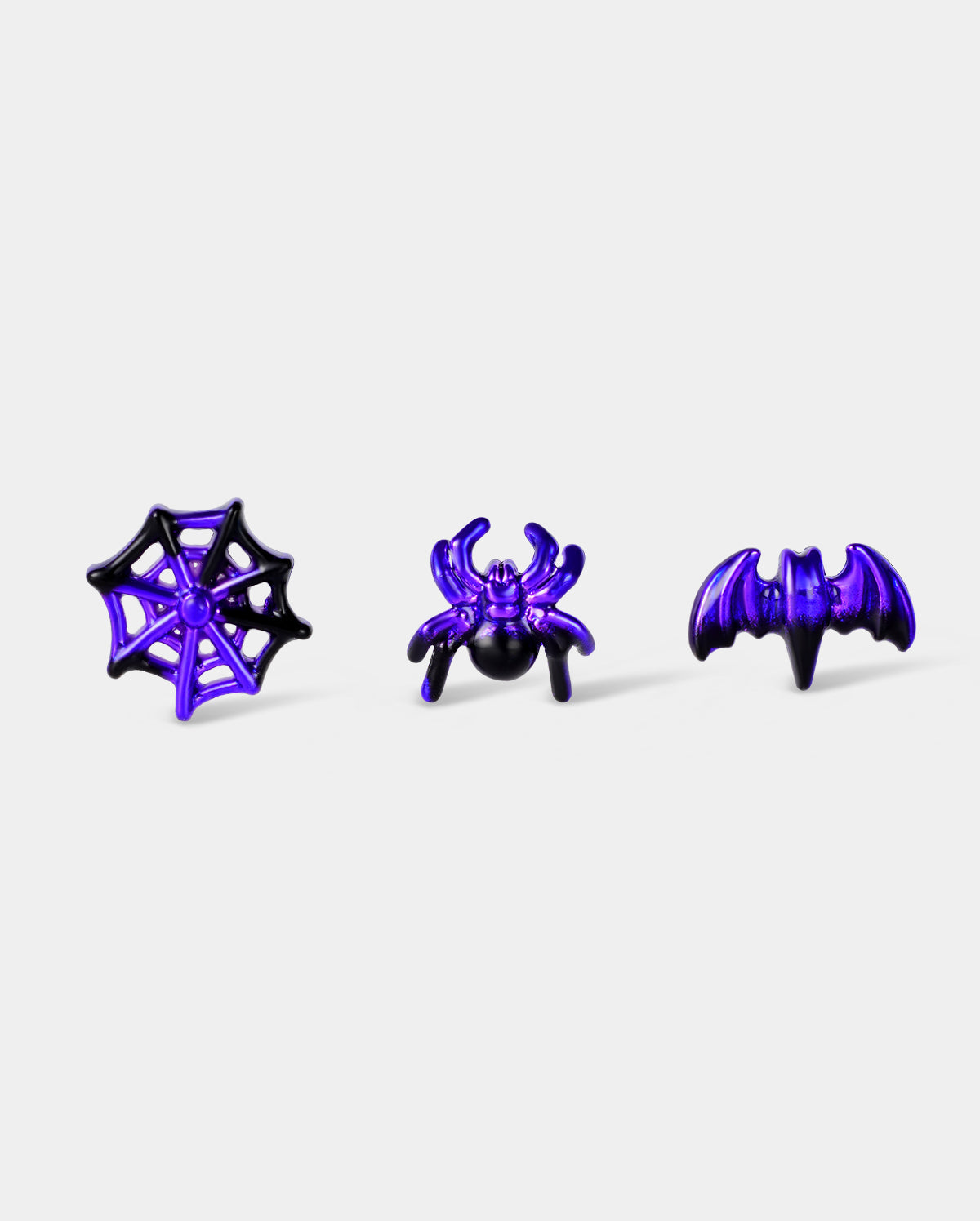 3PCS Web Spider Bat Halloween Nose Stud Set