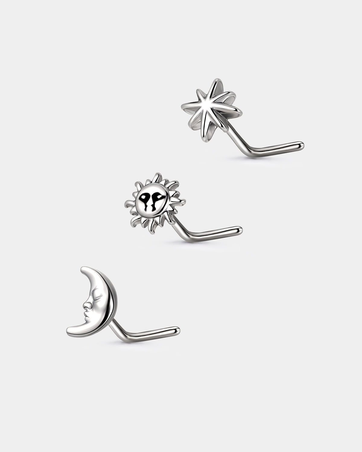 3PCS Sun Star Moon Nose Stud Set