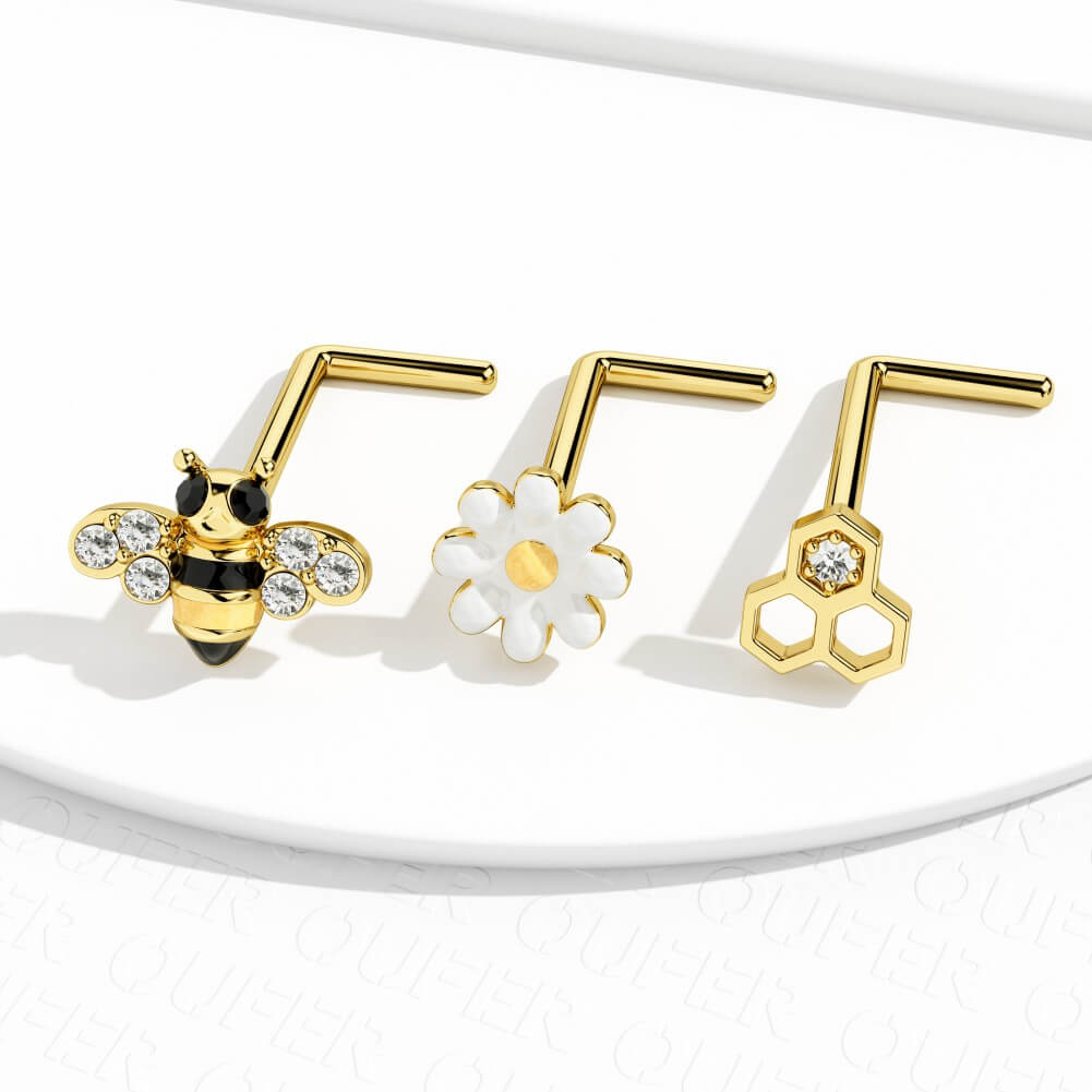 Honey/ Flower/ Bee Nose Stud Set