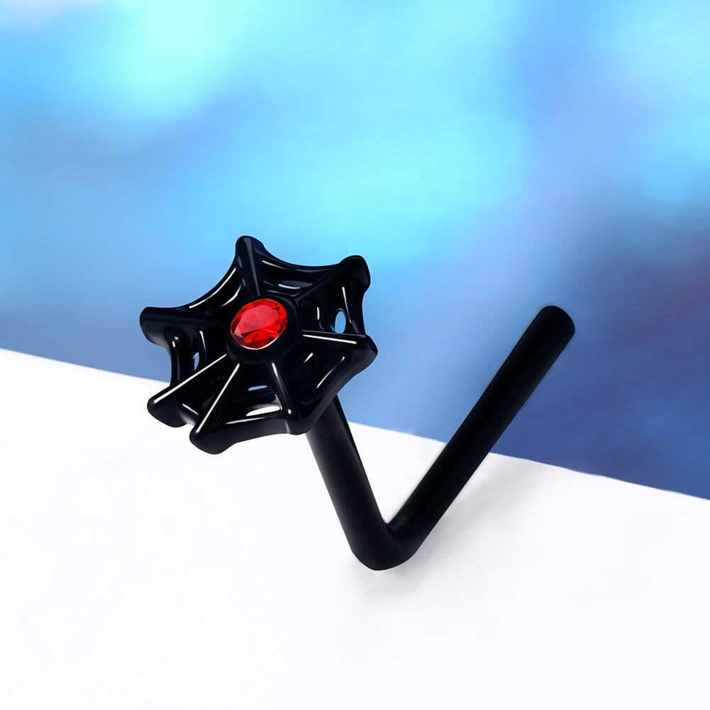 3PCS Black & Red Spider Nose Stud Set