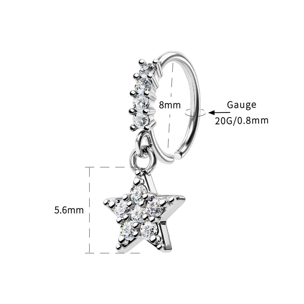 Star CZ Dangle Nose Hoop