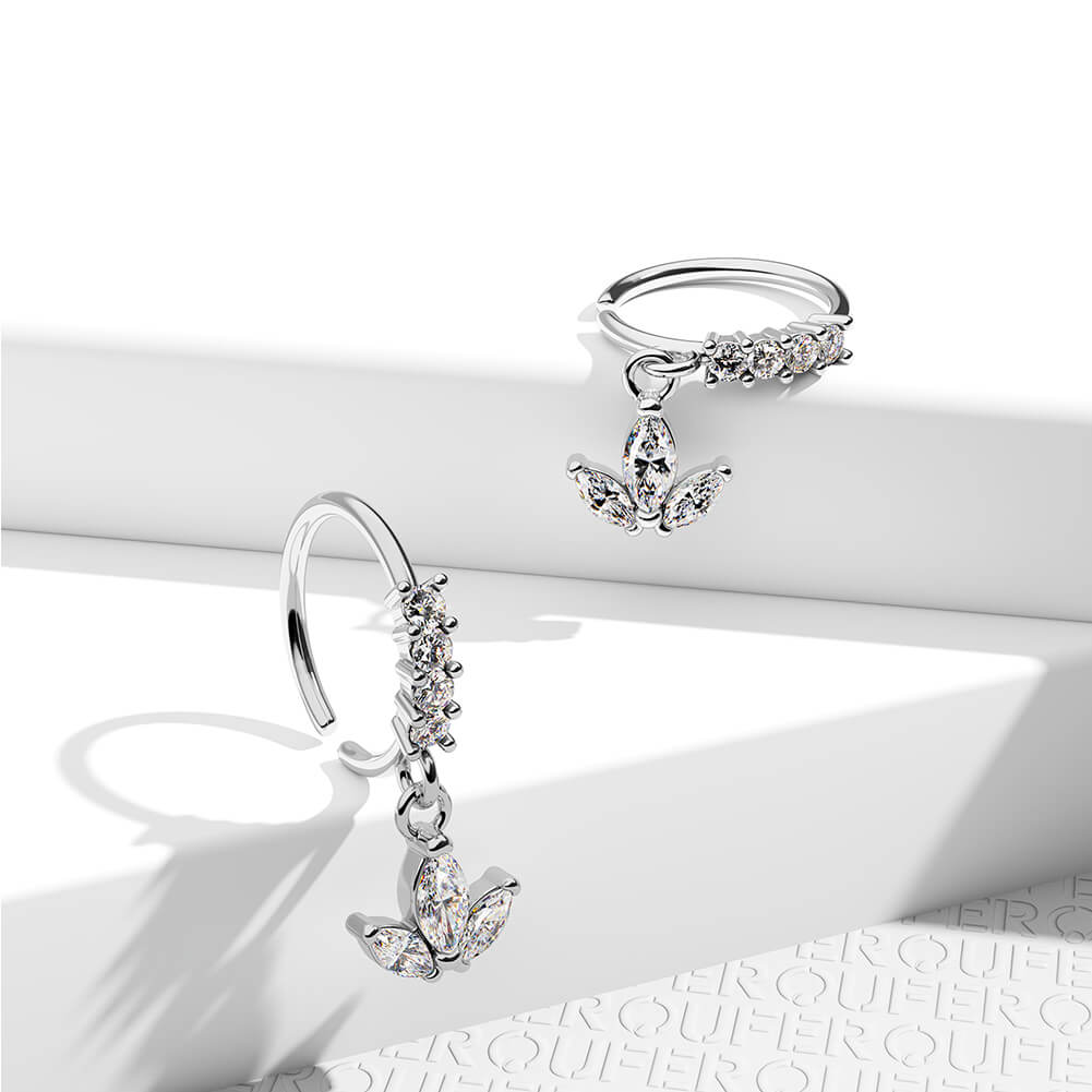 CZ Dangle Crown Nose Ring