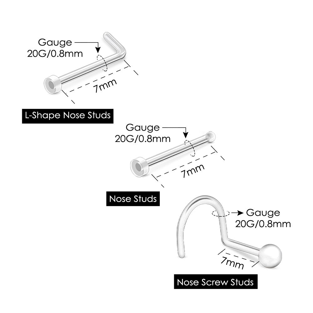 9PCS Acrylic Nose Stud Retainers Set
