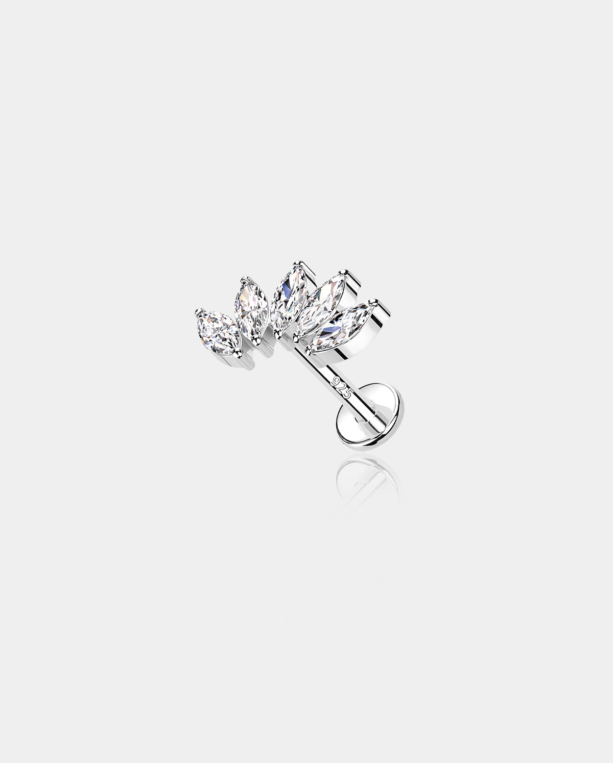 CZ Internally Threaded S925 Helix Stud
