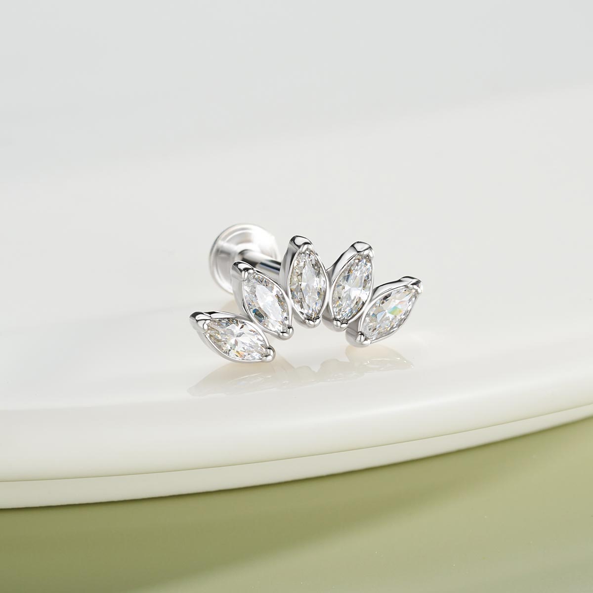 CZ Internally Threaded S925 Helix Stud