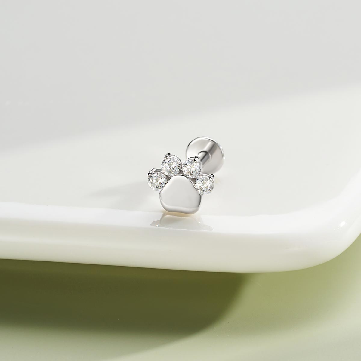Dog Paw Internally Threaded S925 Helix Stud