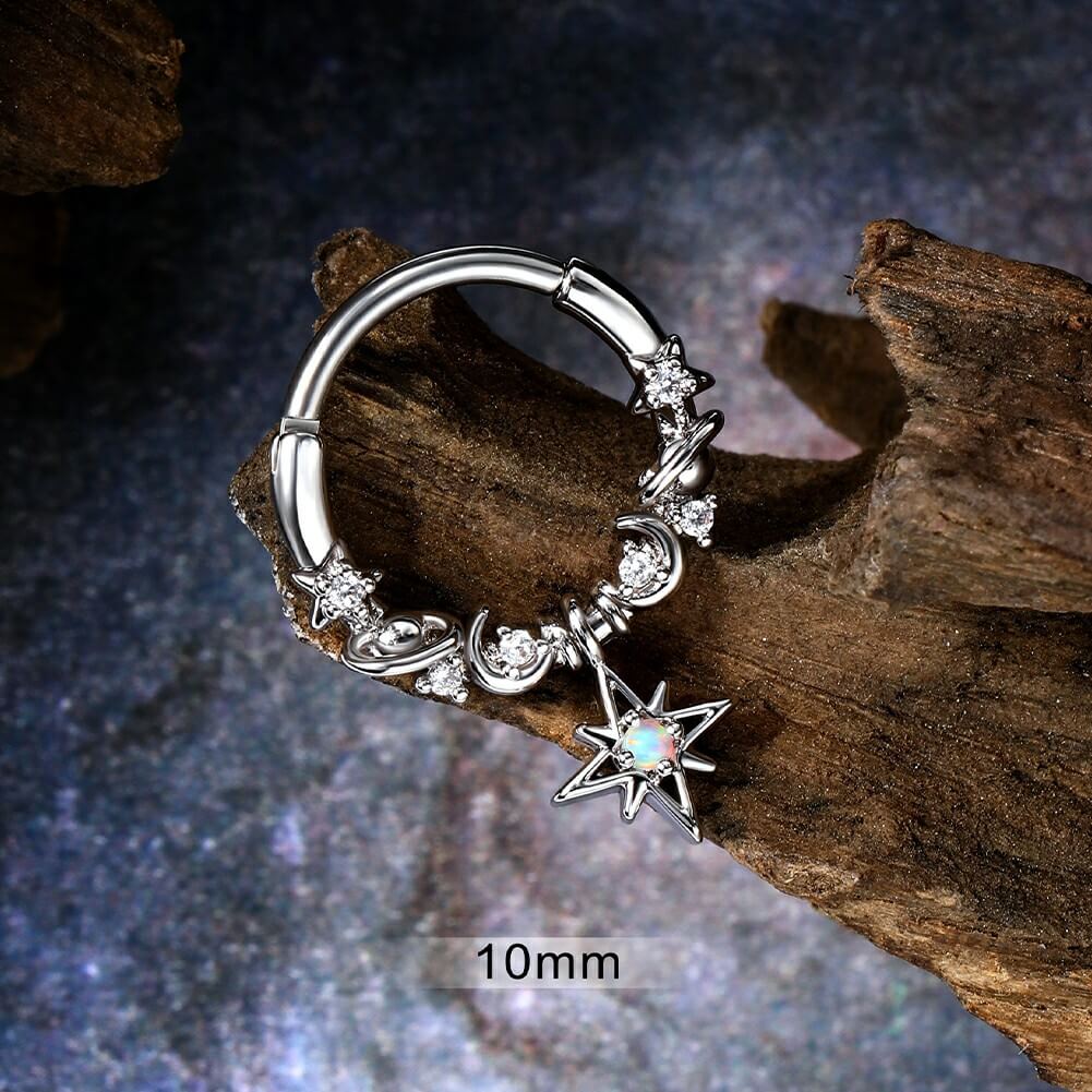 Star Moon Planet Dangle Septum Ring