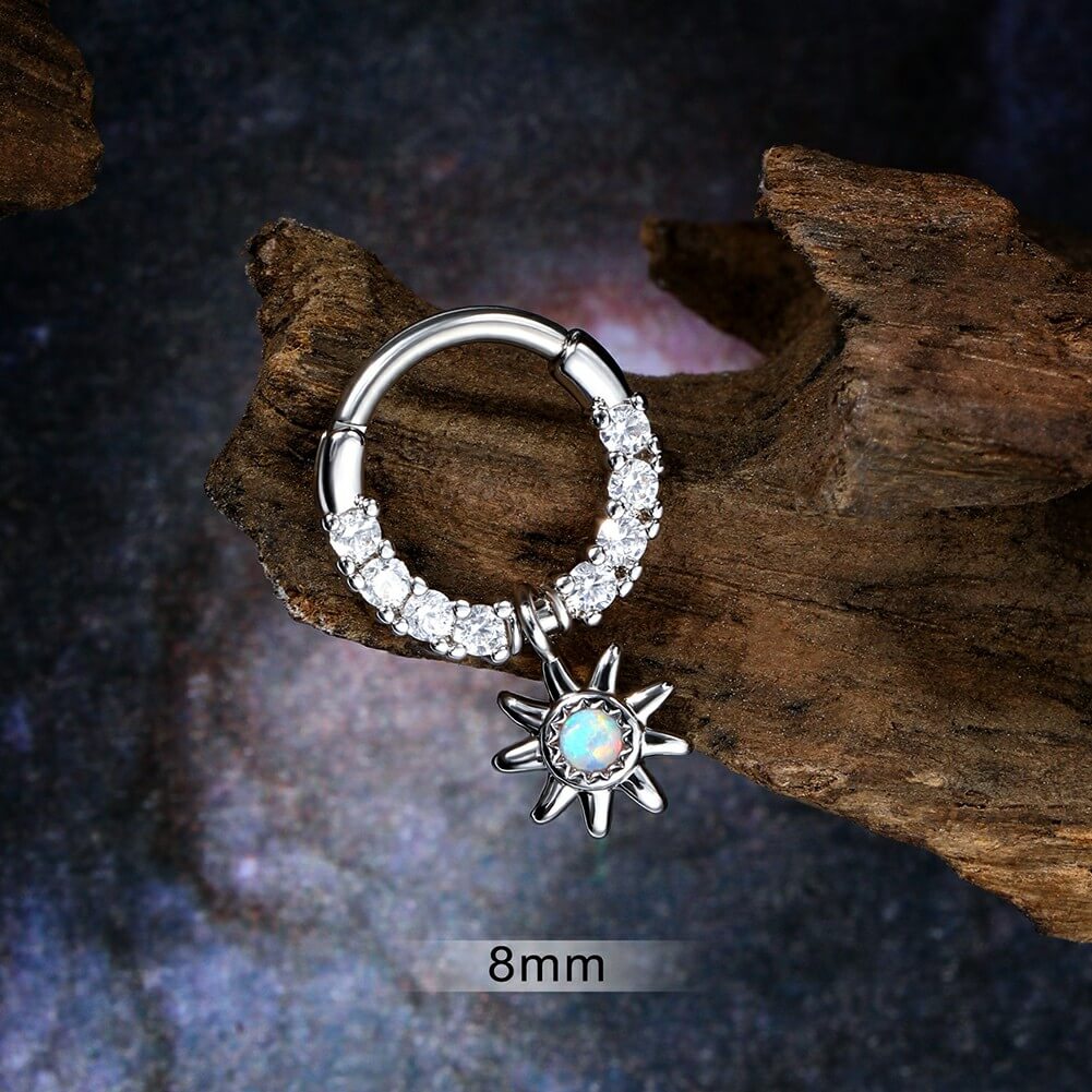 Sun Shape Dangle Hinged Segment Septum Ring