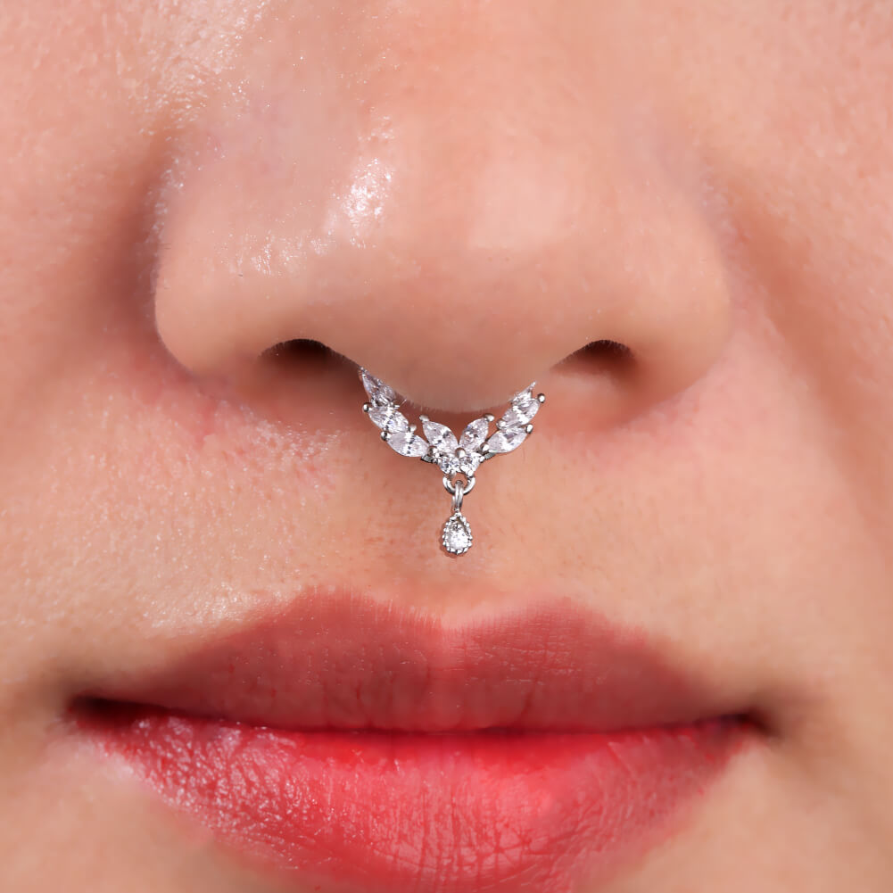 Butterfly CZ Dangle Septum Ring