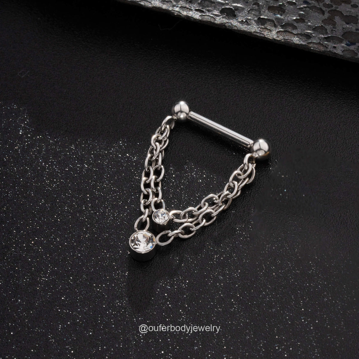 Threadless Push Pin Double Chain Style Septum Nose Ring