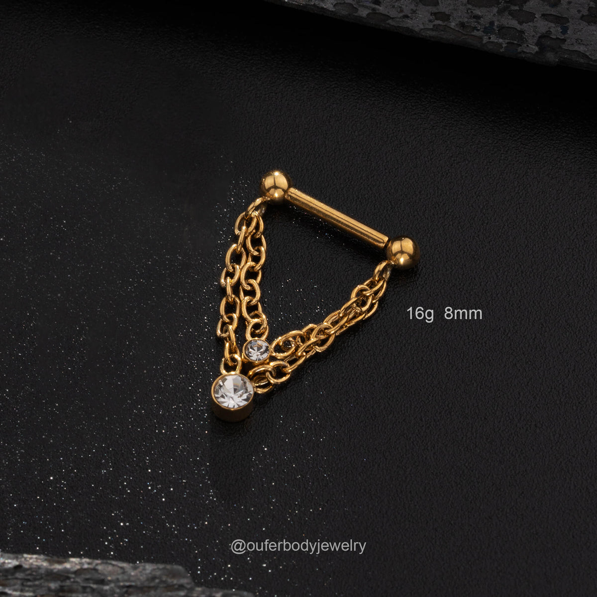 Threadless Push Pin Double Chain Style Septum Nose Ring